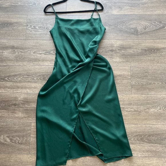 Forest Green Maddy Slip Dress - Picture 2 of 6